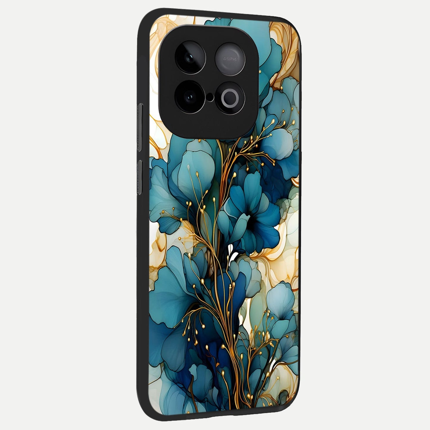 Golden Bloom Symphony back cover for iQOO Neo 10 slim fit glass case with vibrant aesthetic design