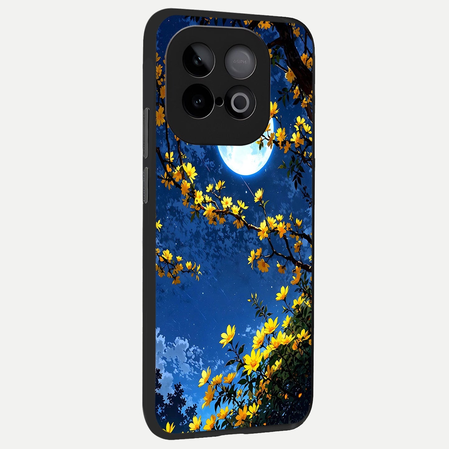 Golden Night Glow back cover for iQOO Neo 10 slim fit glass case with vibrant aesthetic design
