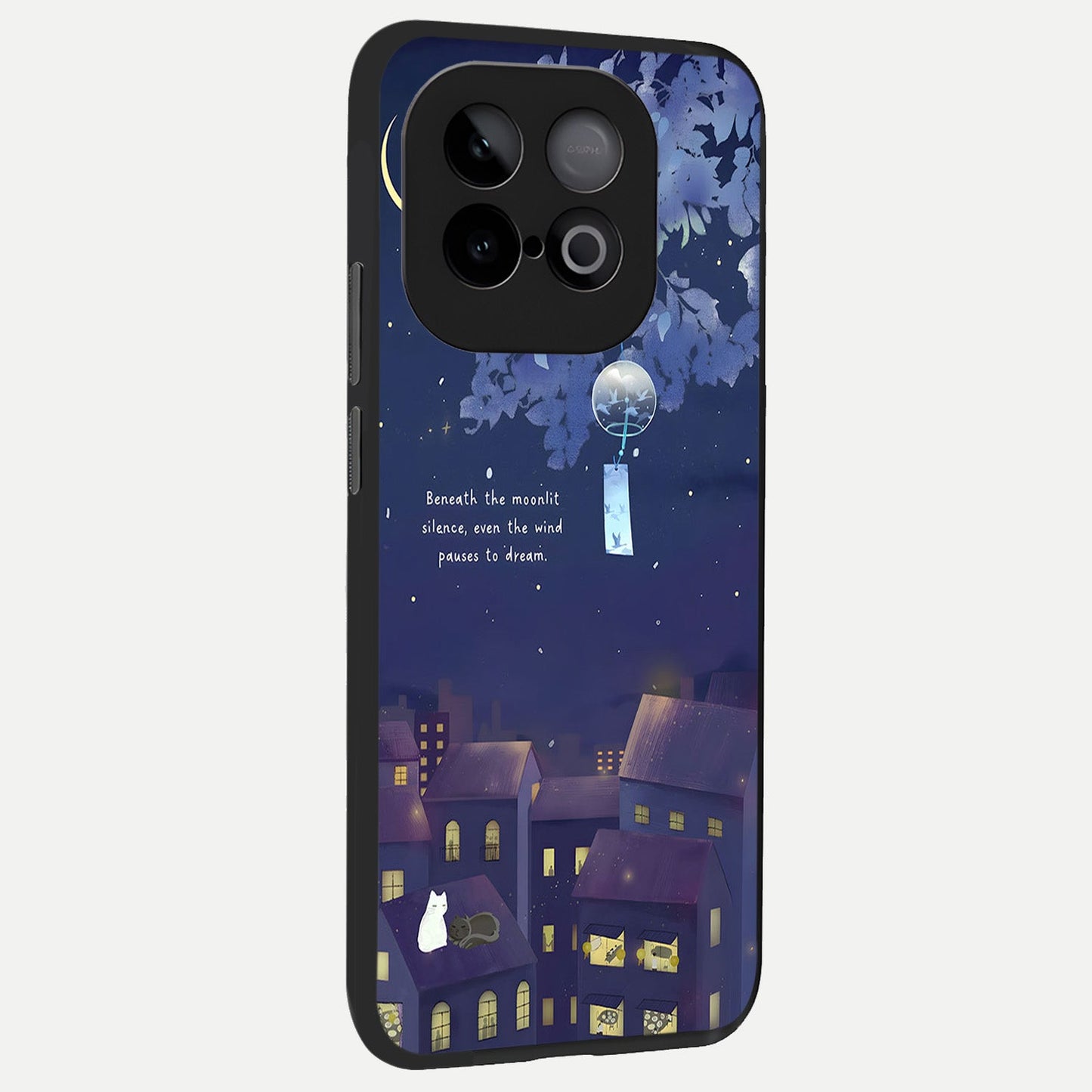 Moonlit Cat Silence back cover for iQOO Neo 10 slim fit glass case with vibrant aesthetic design