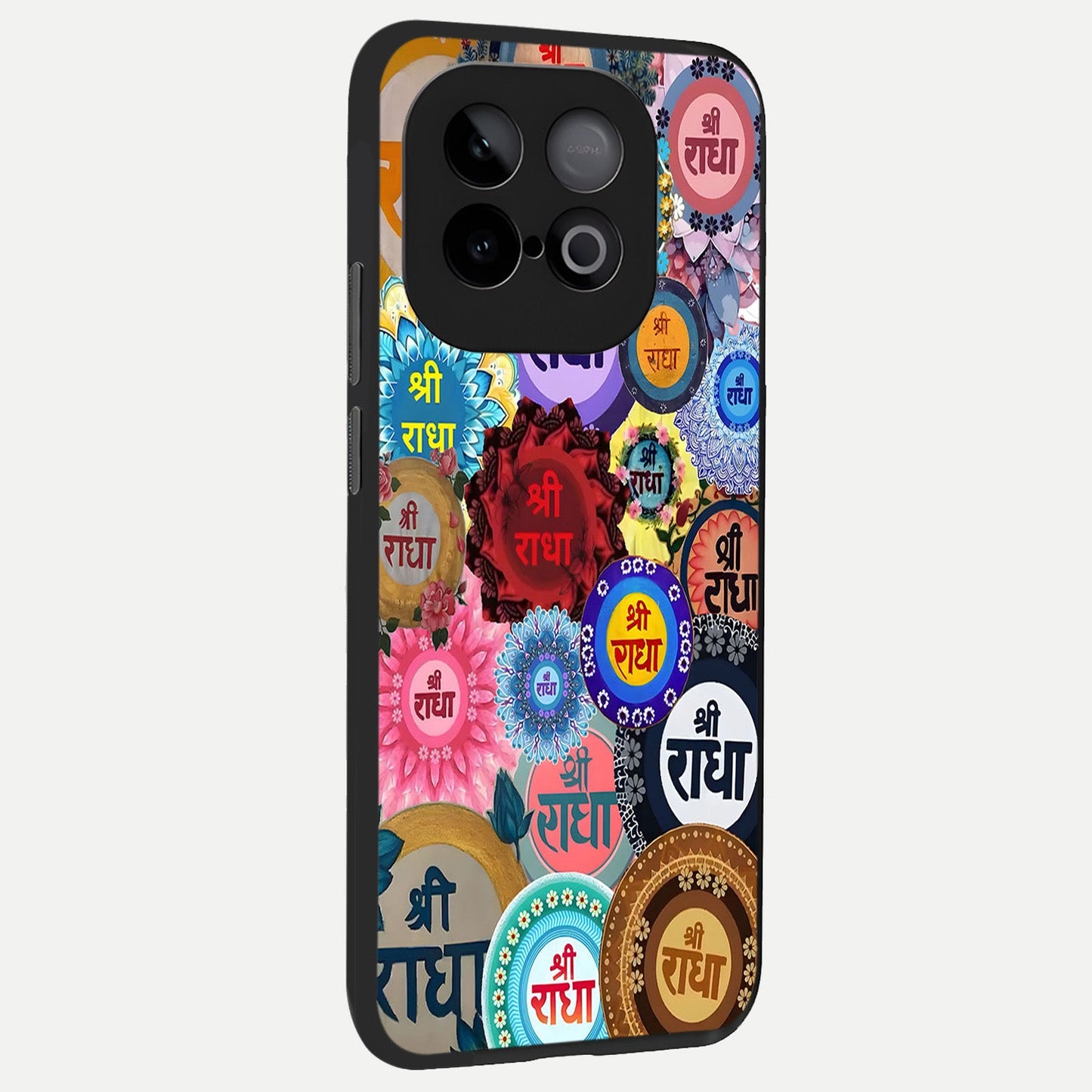 Radha Divine Bloom back cover for iQOO Neo 10 slim fit glass case with vibrant aesthetic design
