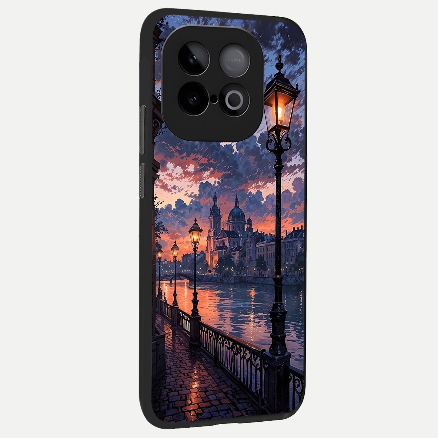 Twilight River Lights back cover for iQOO Neo 10 slim fit glass case with vibrant aesthetic design