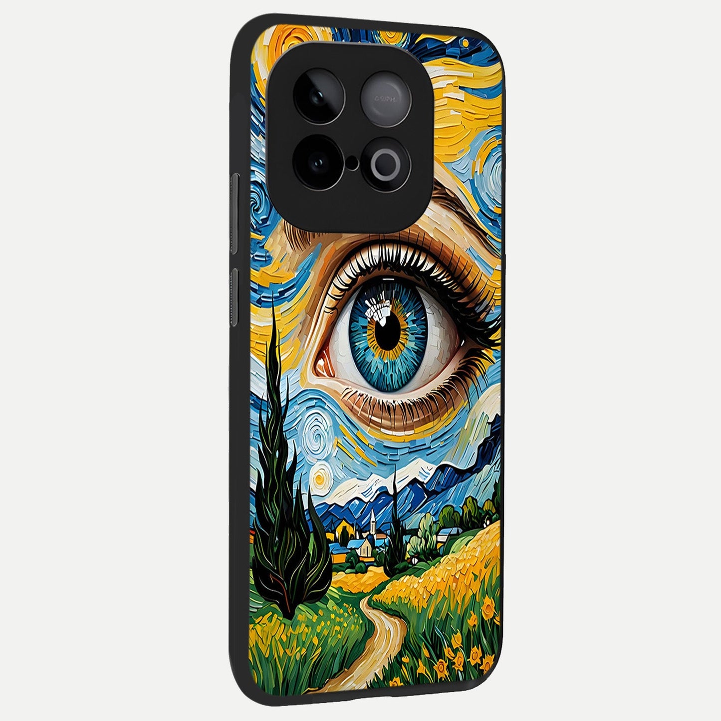 Van Gogh Eye back cover for iQOO Neo 10 slim fit glass case with vibrant aesthetic design
