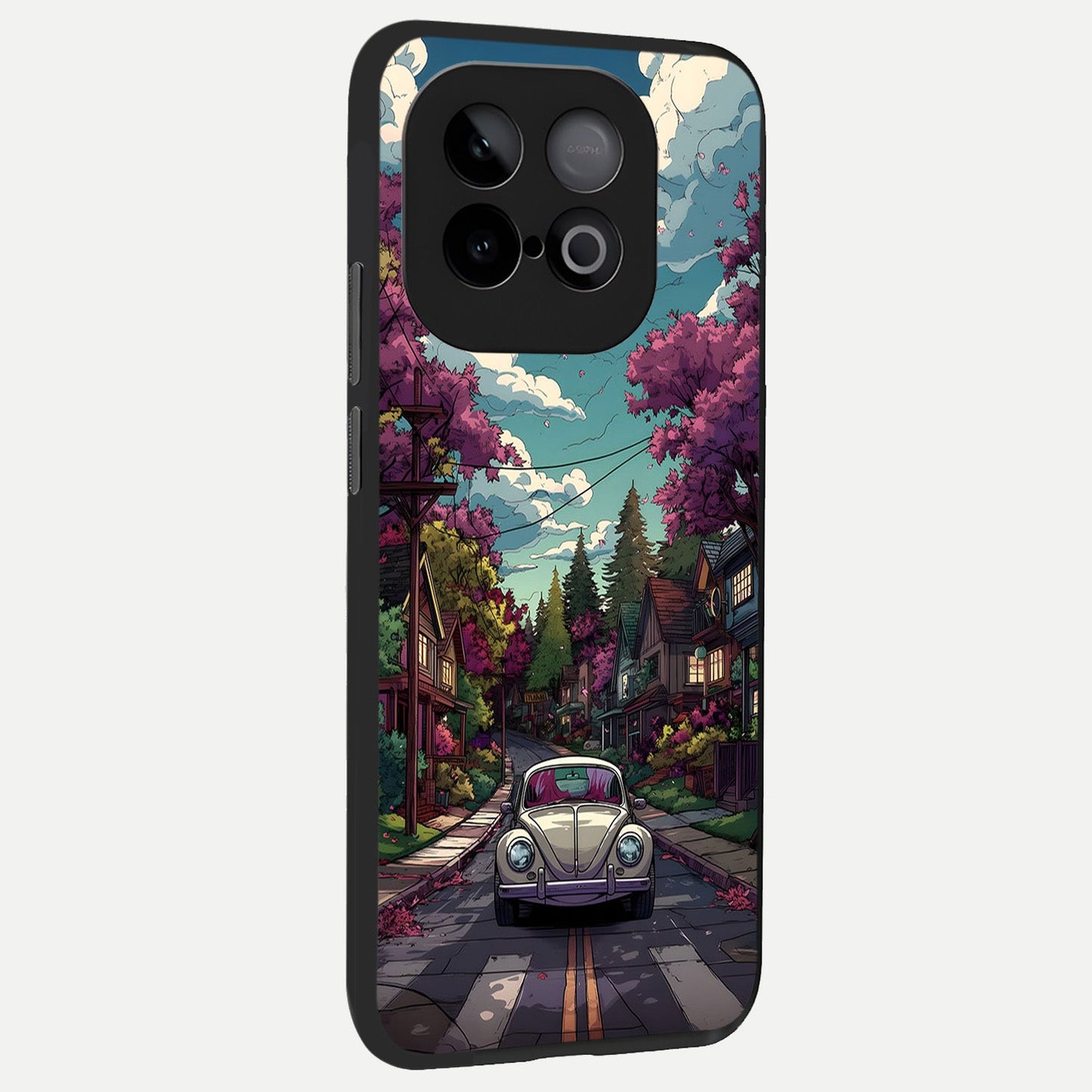 Vintage Street Drive back cover for iQOO Neo 10 slim fit glass case with vibrant aesthetic design