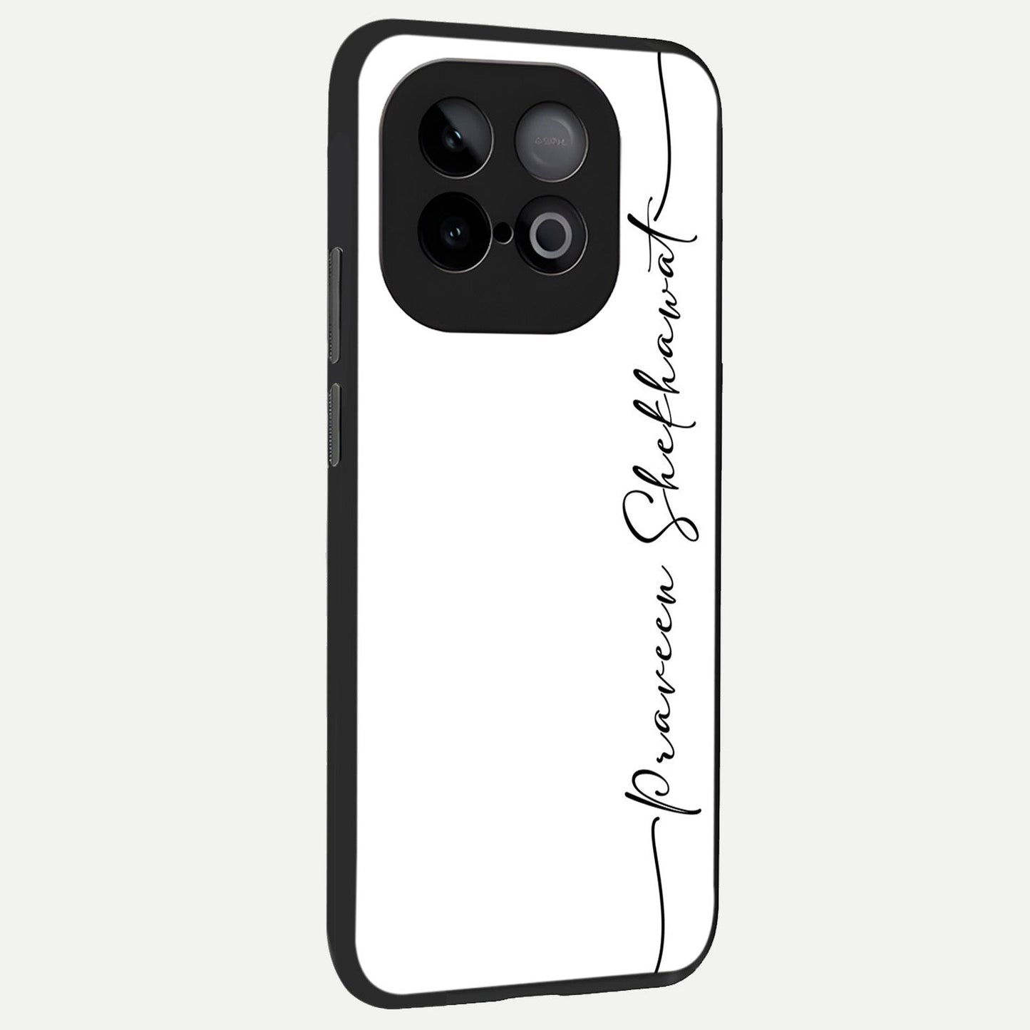 White Tune Custom Name back cover for iQOO Neo 10 slim fit personalized glass case with aesthetic design