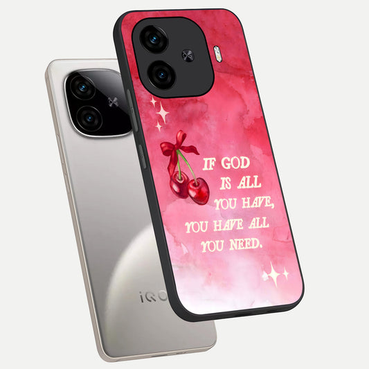 Cherry Quote phone case for iQOO Z9 Turbo showing premium glass back cover with detailed artwork
