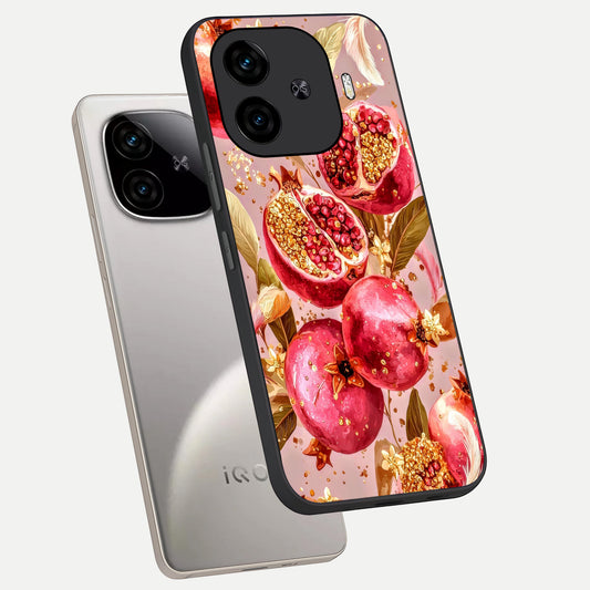 Golden Bloom Glow phone case for iQOO Z9 Turbo showing premium glass back cover with detailed artwork