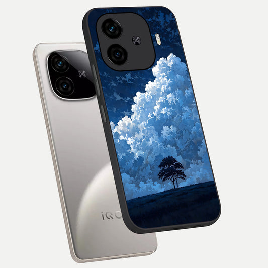 Midnight Sky Serenity phone case for iQOO Z9 Turbo showing premium glass back cover with detailed artwork