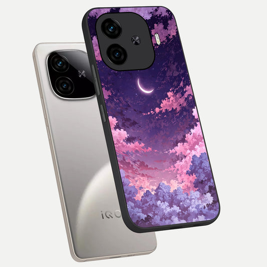 Sky Drift Clouds phone case for iQOO Z9 Turbo showing premium glass back cover with detailed artwork