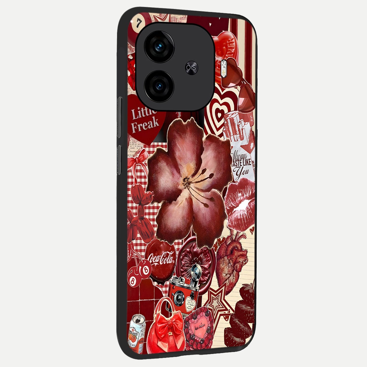 Aesthetic Little Freak back cover for iQOO Z9 Turbo slim fit glass case with vibrant aesthetic design