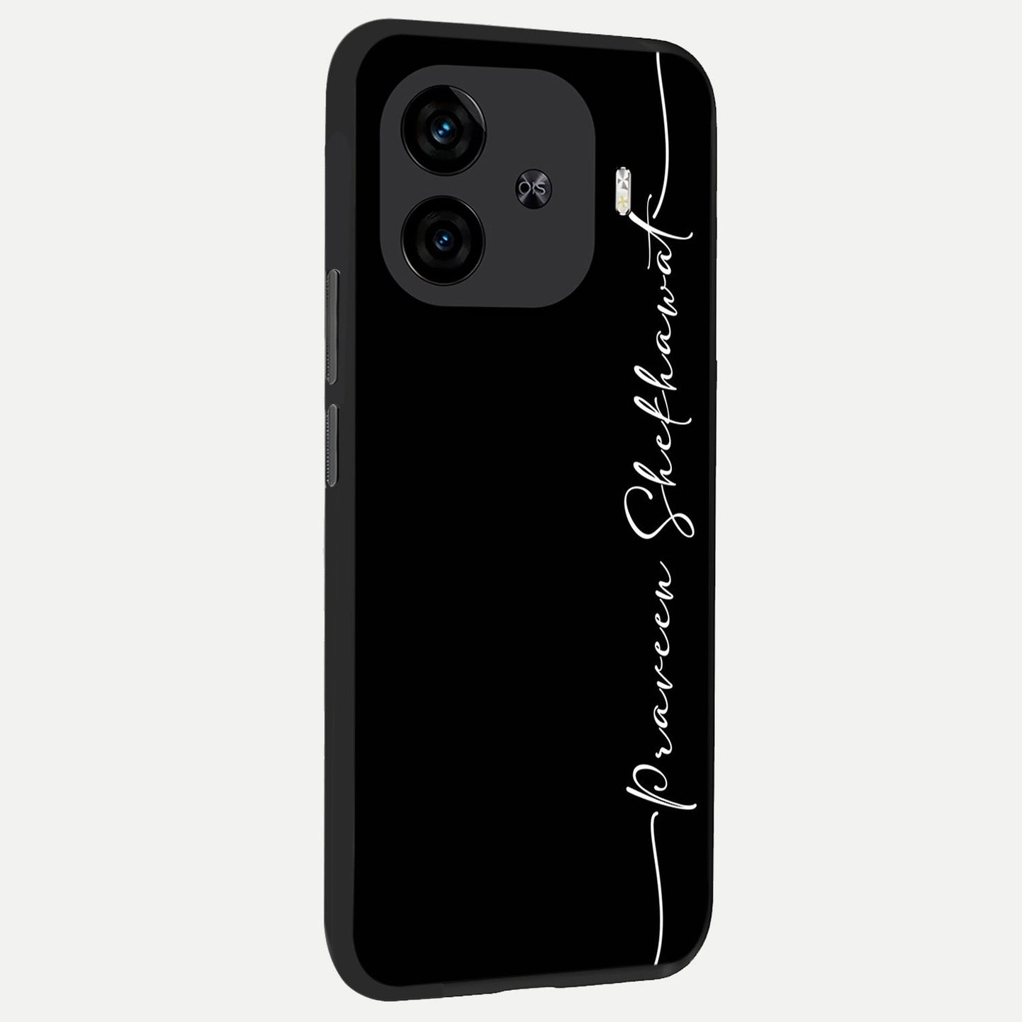 Black Tune Custom Name back cover for iQOO Z9 Turbo slim fit glass case with vibrant aesthetic design