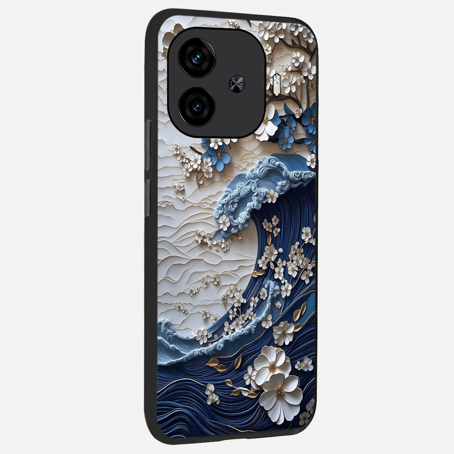Blossom Wave Art back cover for iQOO Z9 Turbo slim fit glass case with vibrant aesthetic design