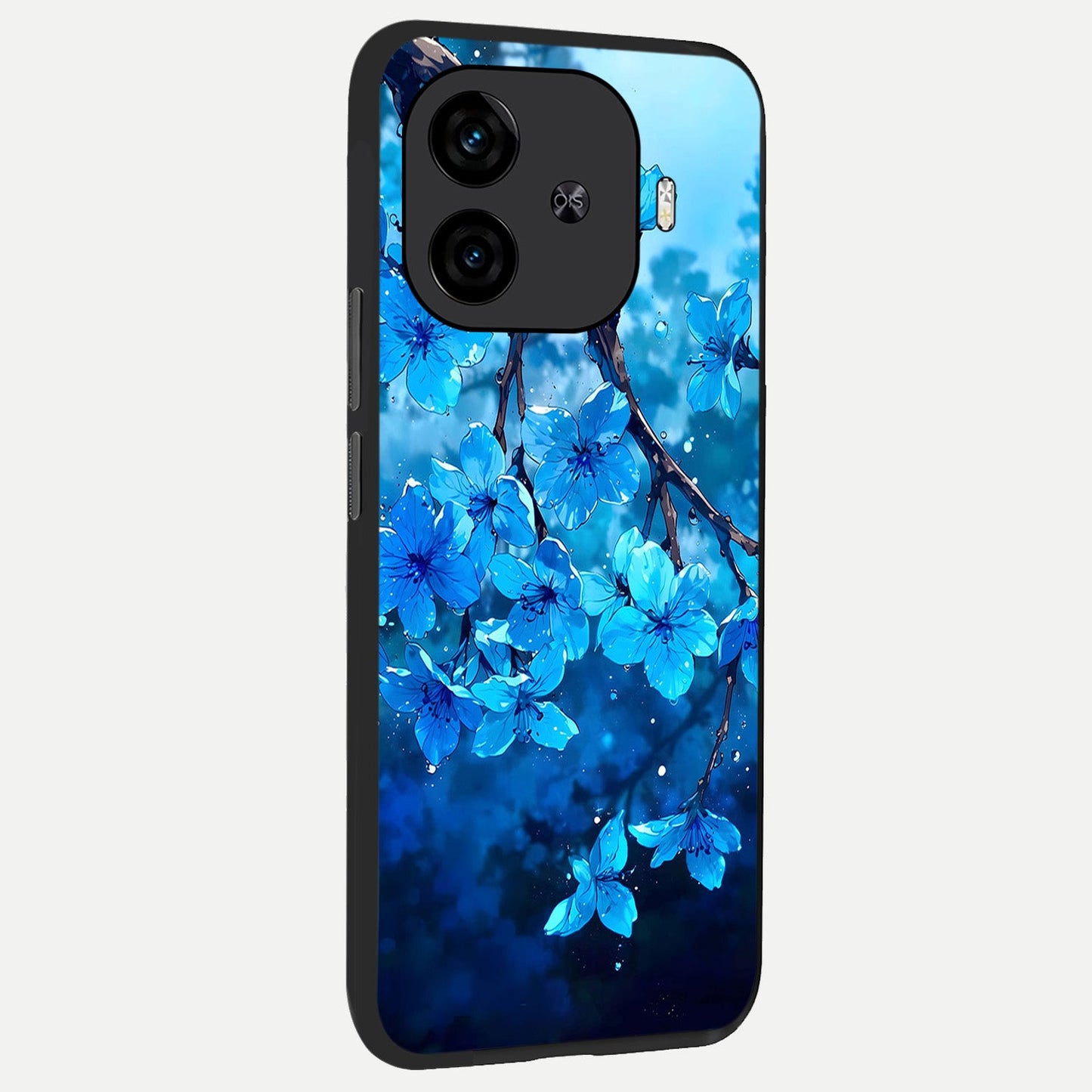 Blue Blossoms Branch back cover for iQOO Z9 Turbo slim fit glass case with vibrant aesthetic design