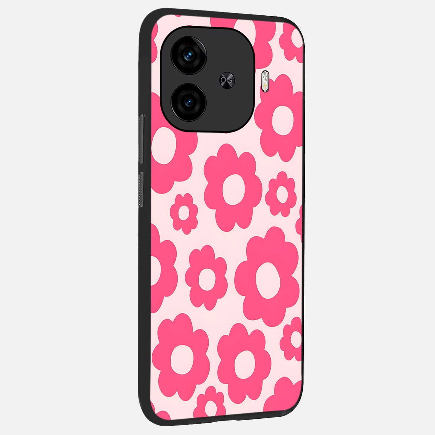 Blush Flower Pop back cover for iQOO Z9 Turbo slim fit glass case with vibrant aesthetic design