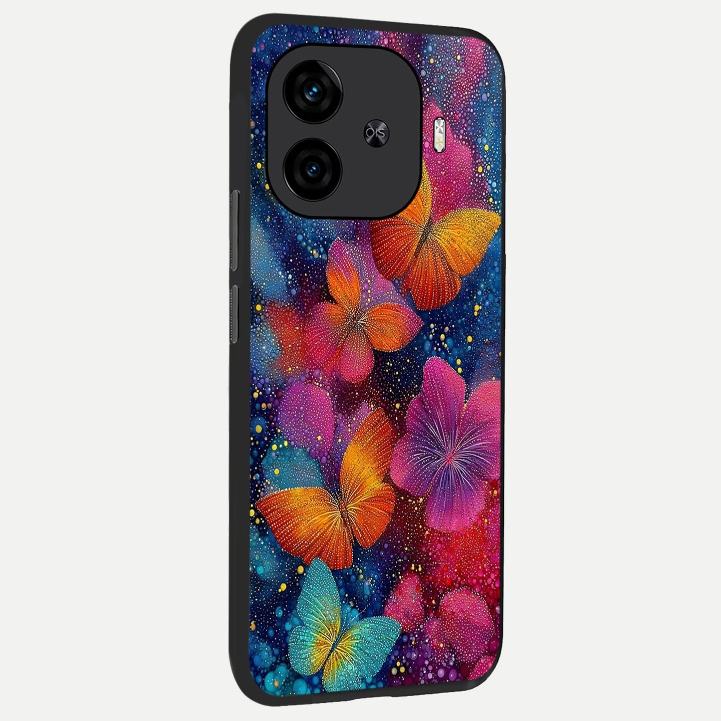 Butterfly Dream Mist back cover for iQOO Z9 Turbo slim fit glass case with vibrant aesthetic design
