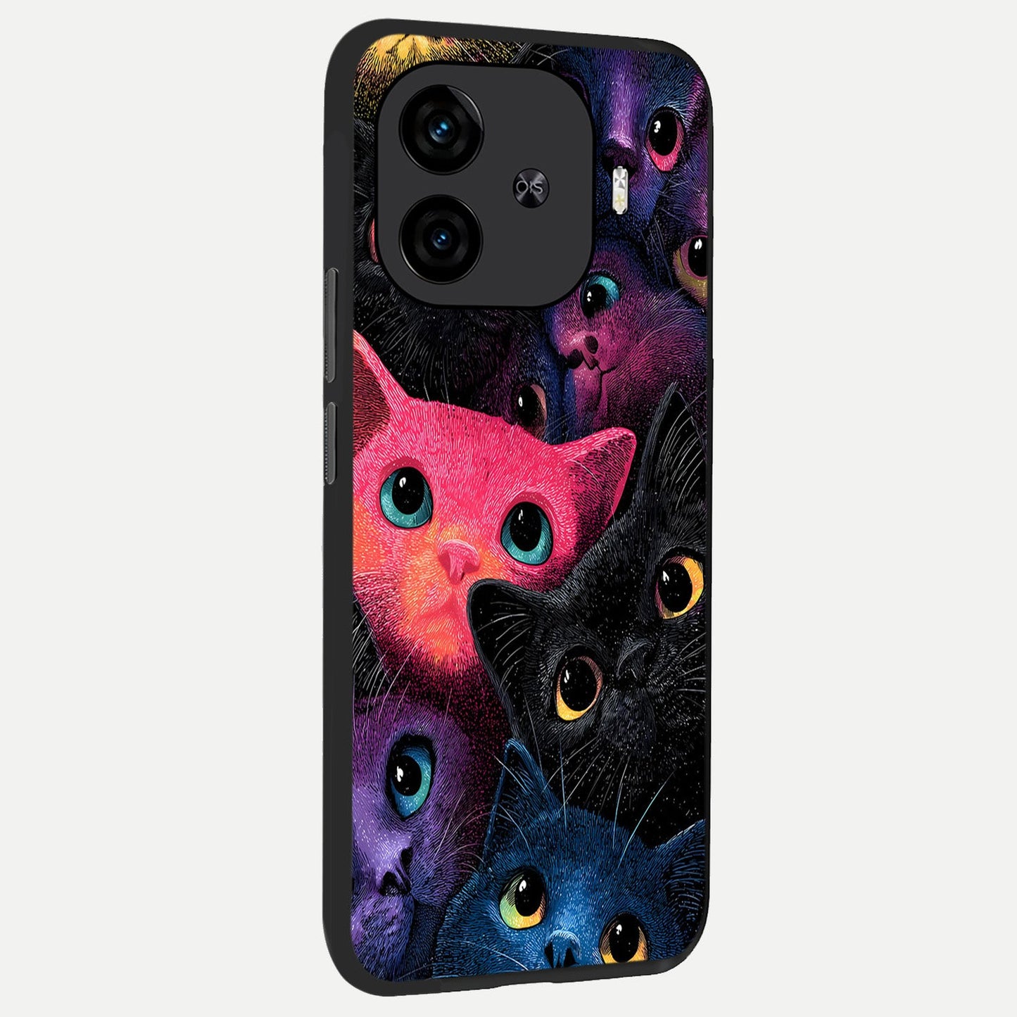 Cosmic Cats Dreams back cover for iQOO Z9 Turbo slim fit glass case with vibrant aesthetic design