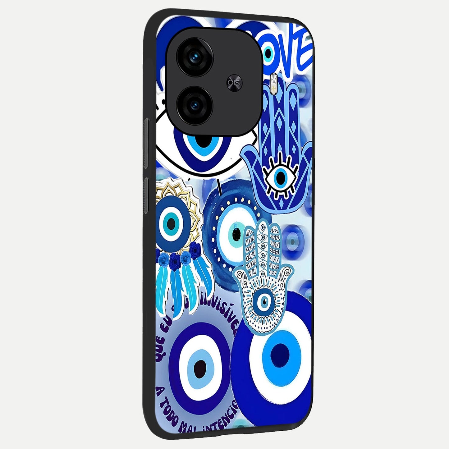 Evil Eyes Dream back cover for iQOO Z9 Turbo slim fit glass case with vibrant aesthetic design