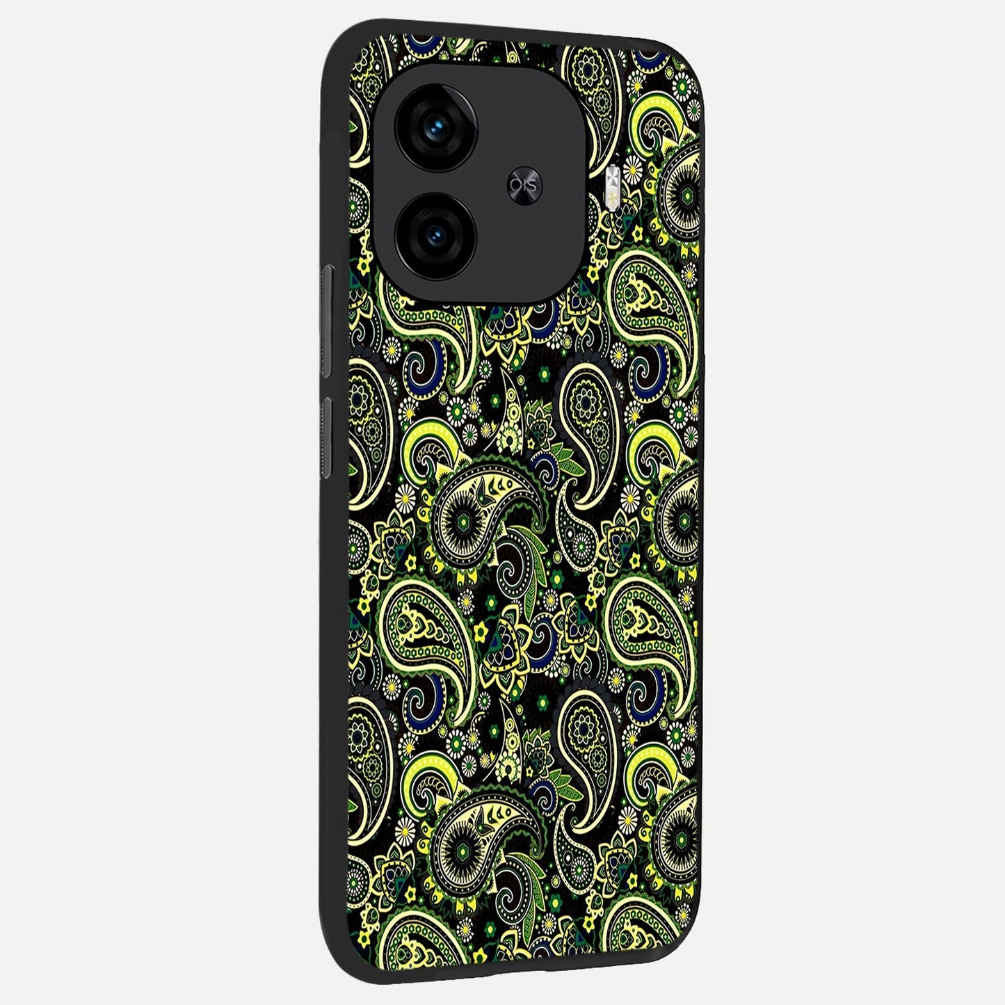 Green Lemon back cover for iQOO Z9 Turbo slim fit glass case with vibrant aesthetic design