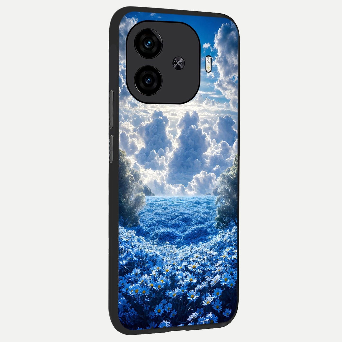 Heavenly Daisy Horizon back cover for iQOO Z9 Turbo slim fit glass case with vibrant aesthetic design