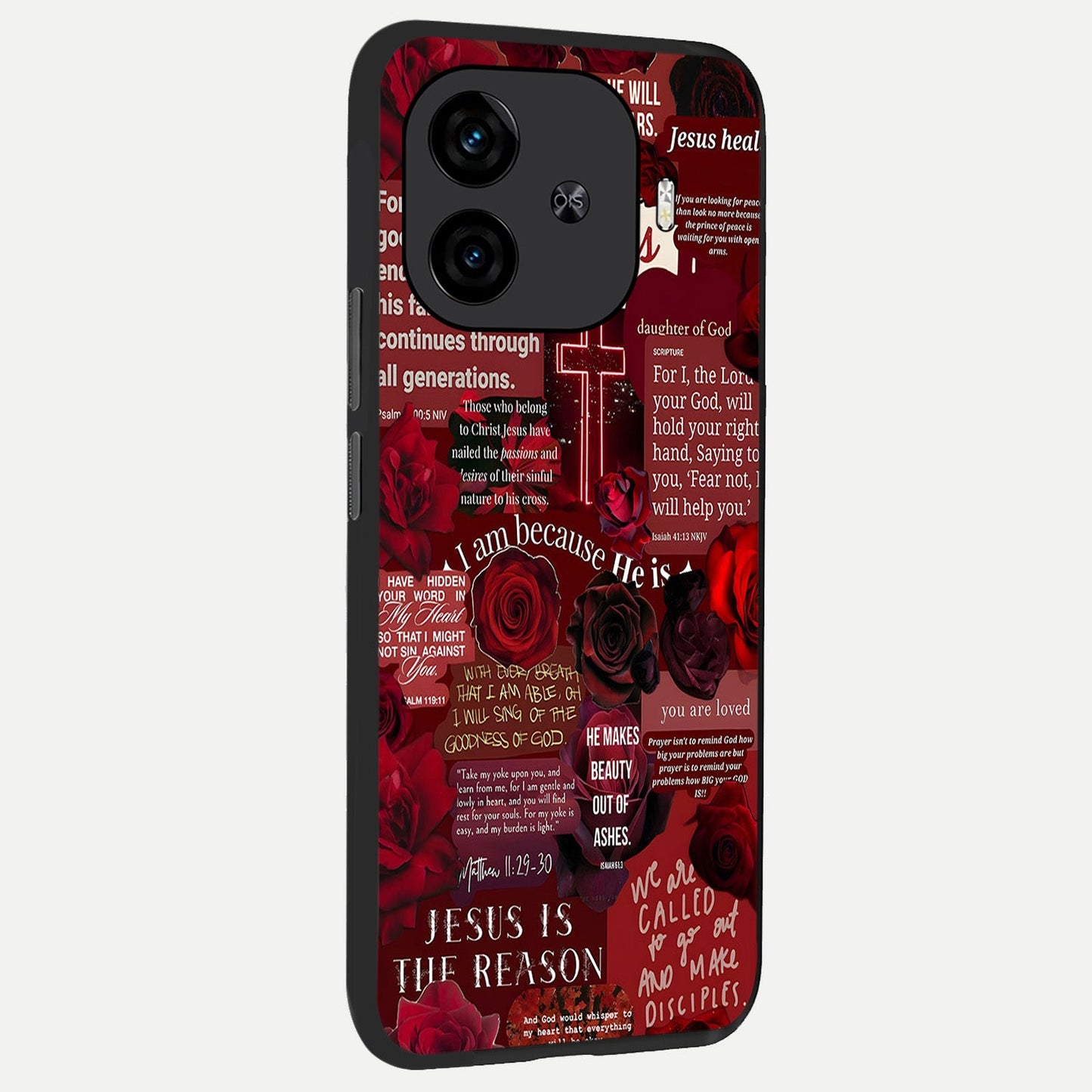 Jesus Love Heals back cover for iQOO Z9 Turbo slim fit glass case with vibrant aesthetic design