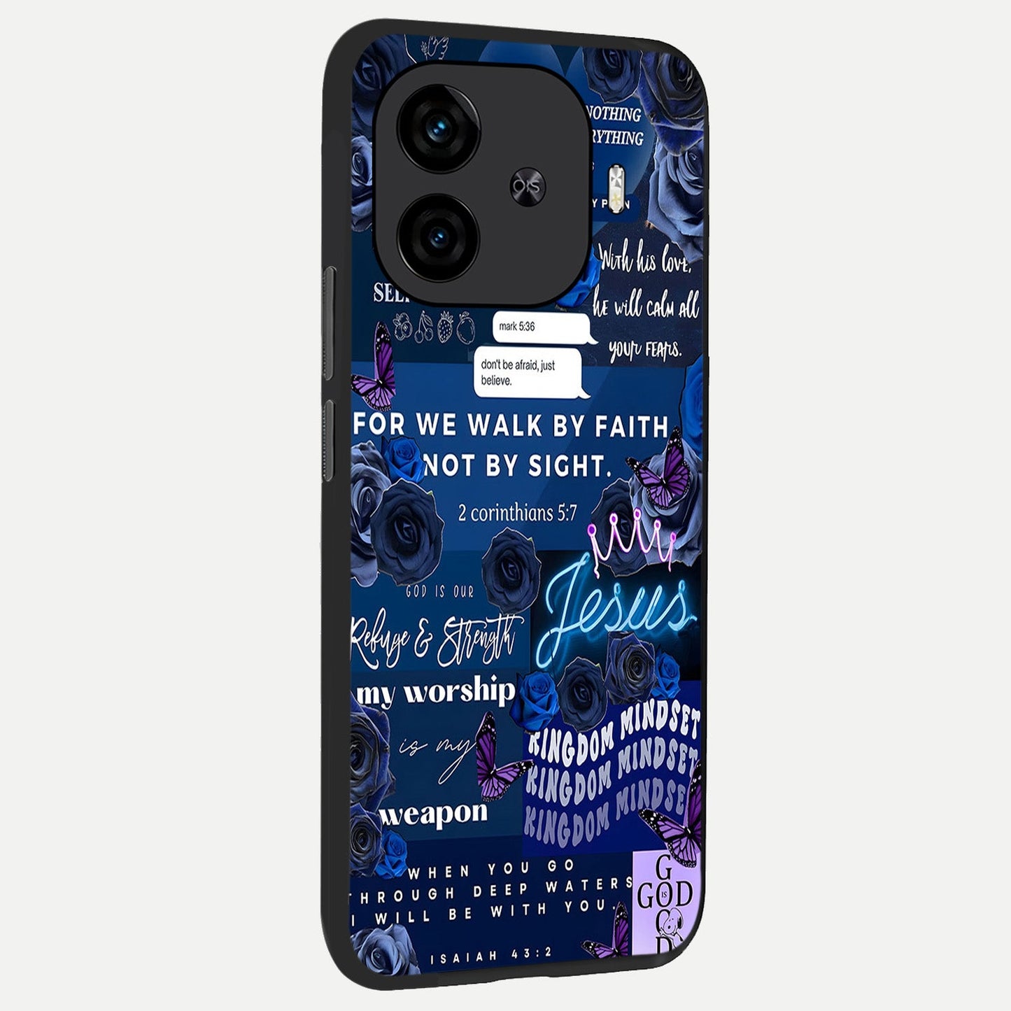 Kingdom Faith Glow back cover for iQOO Z9 Turbo slim fit glass case with vibrant aesthetic design