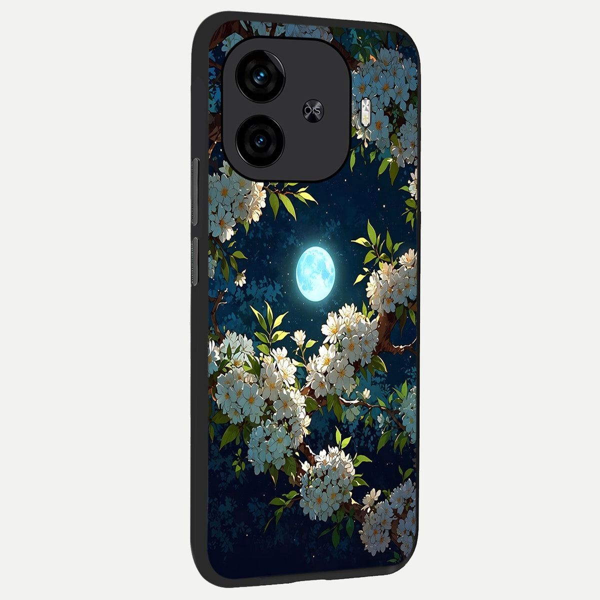 Moonlit Blossom Dream back cover for iQOO Z9 Turbo slim fit glass case with vibrant aesthetic design