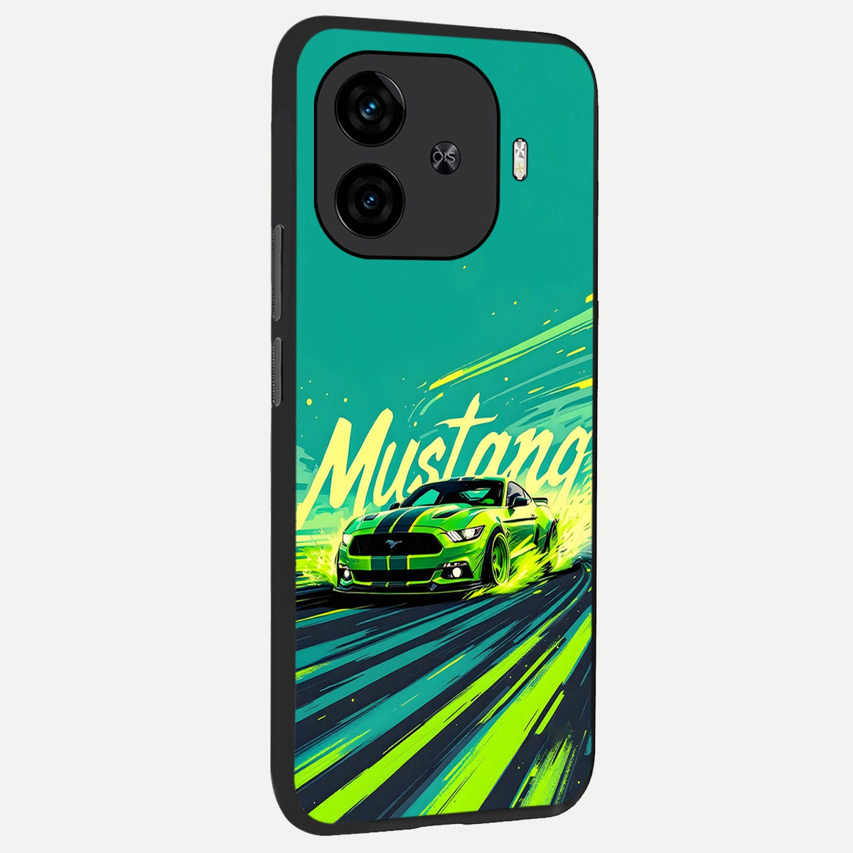 Mustang Bang back cover for iQOO Z9 Turbo slim fit glass case with vibrant aesthetic design