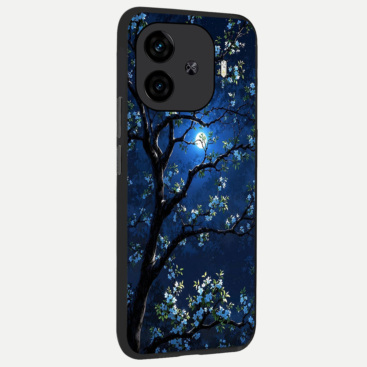 Mystic Floral Night back cover for iQOO Z9 Turbo slim fit glass case with vibrant aesthetic design