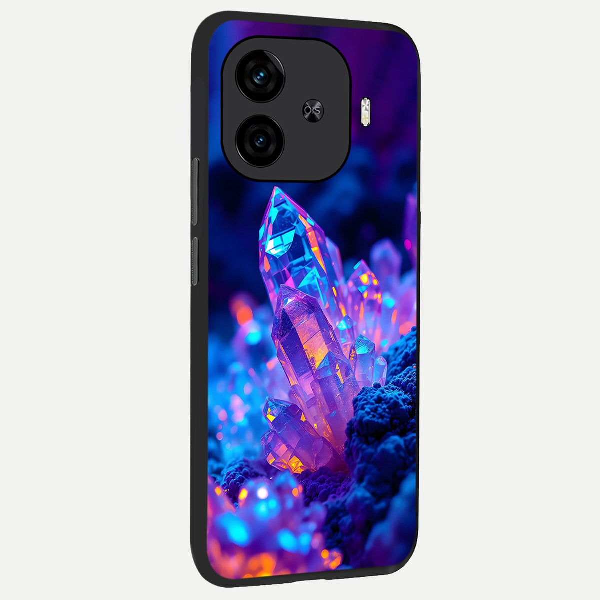 Neon Aura Shards back cover for iQOO Z9 Turbo slim fit glass case with vibrant aesthetic design