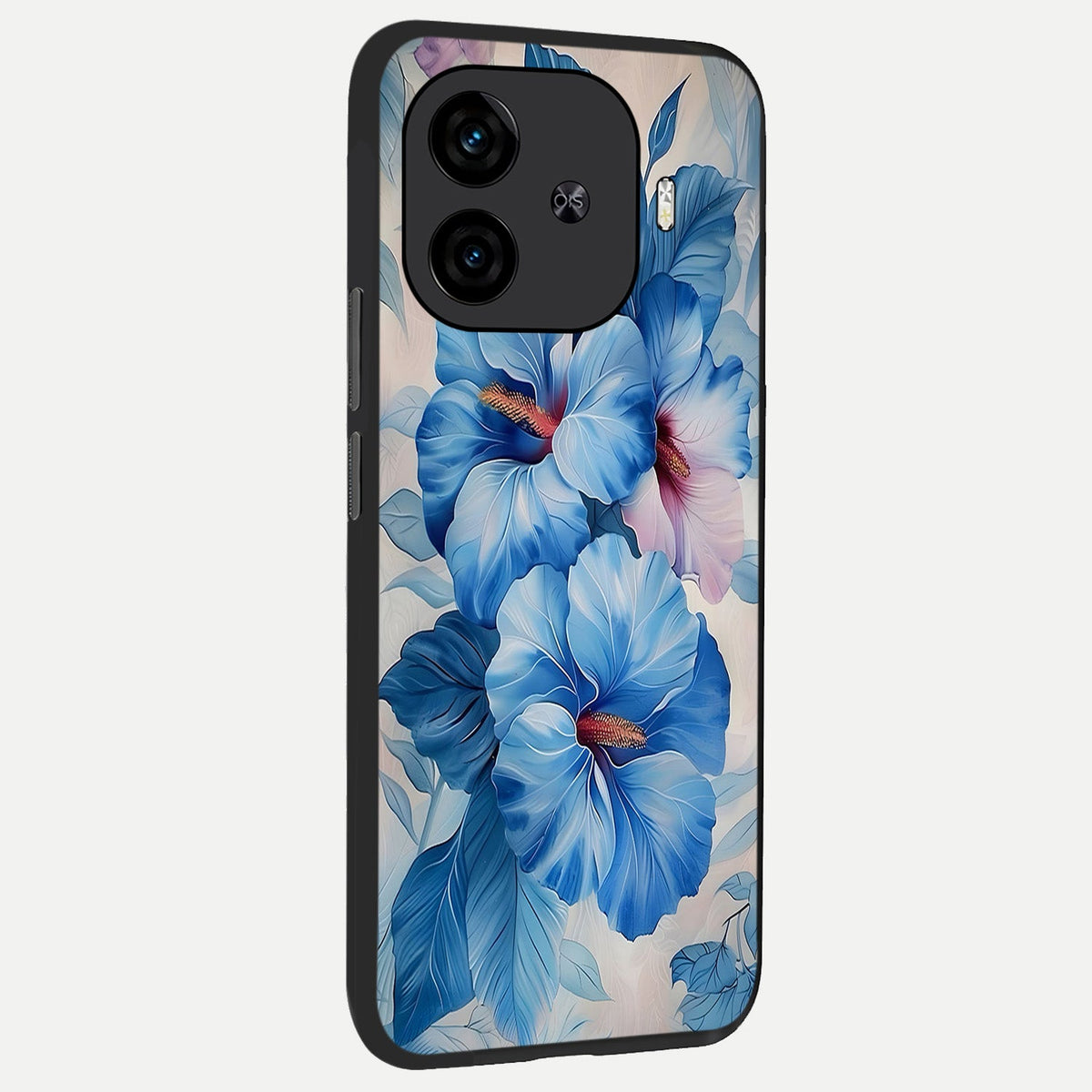 Ocean Hibiscus Grace back cover for iQOO Z9 Turbo slim fit glass case with vibrant aesthetic design