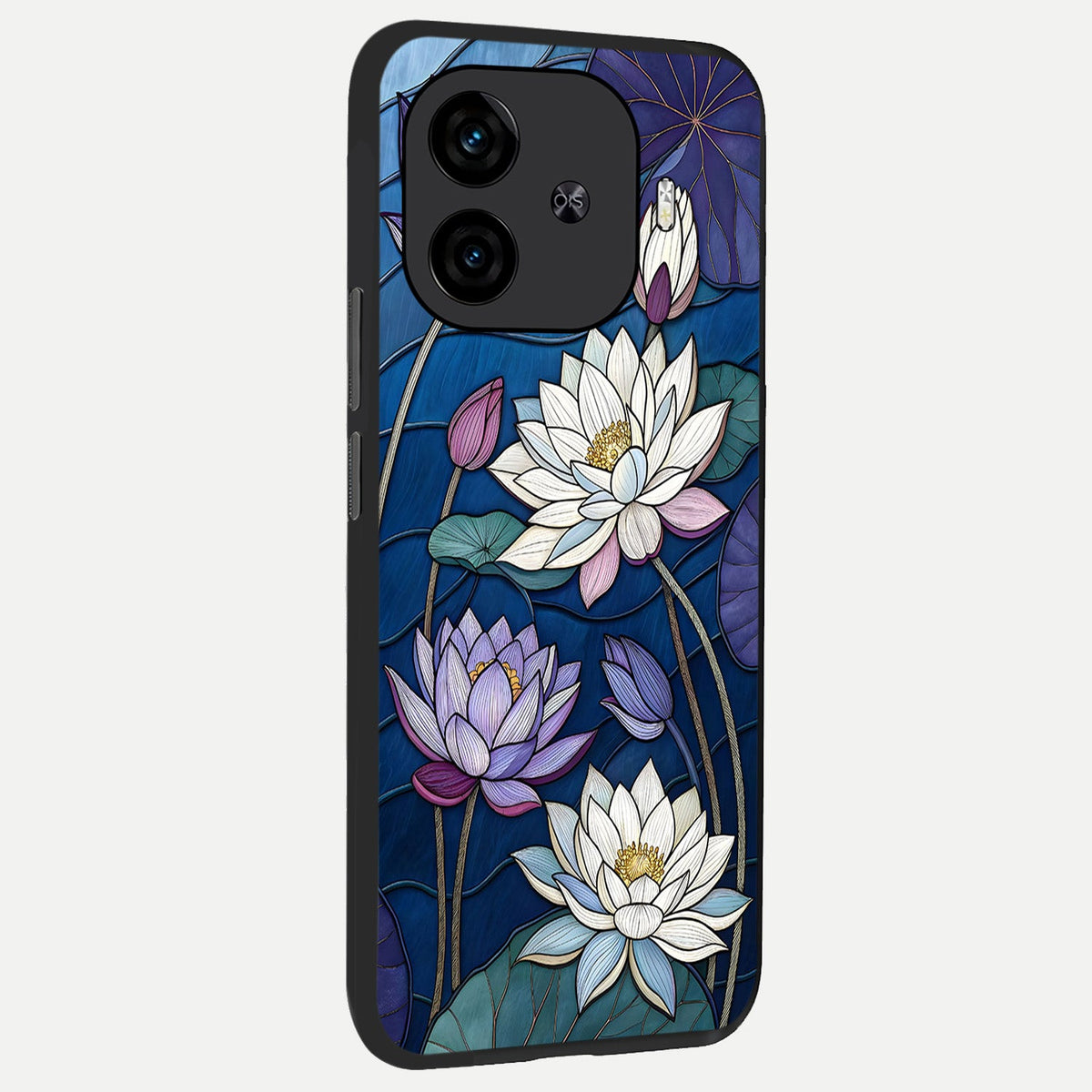 Purple Lotus Stained back cover for iQOO Z9 Turbo slim fit glass case with vibrant aesthetic design