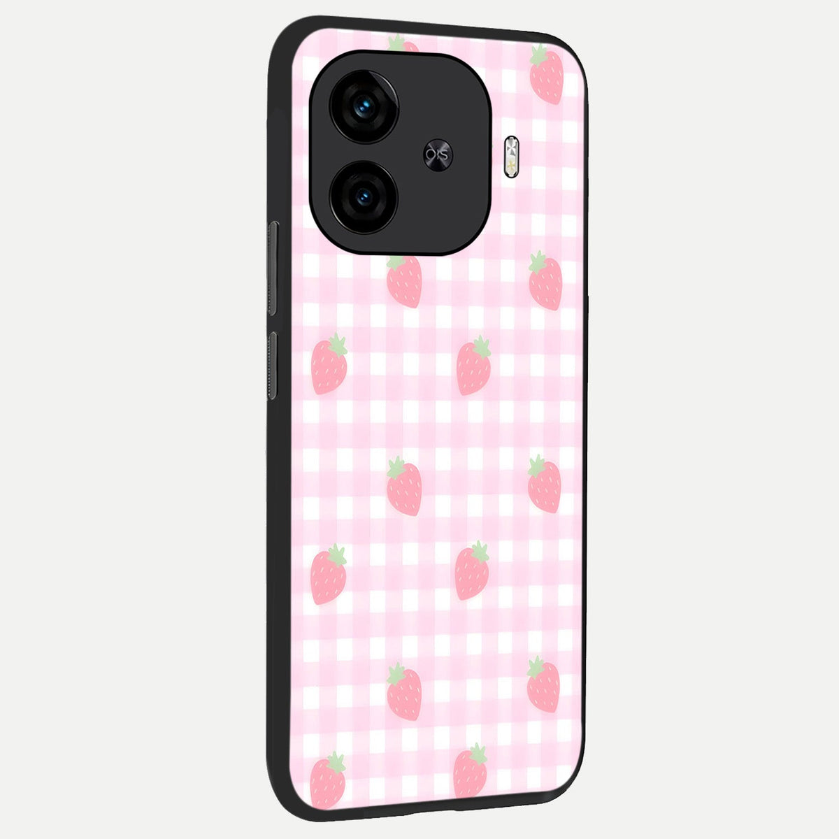 Strawberry Picnic Love back cover for iQOO Z9 Turbo slim fit glass case with vibrant aesthetic design