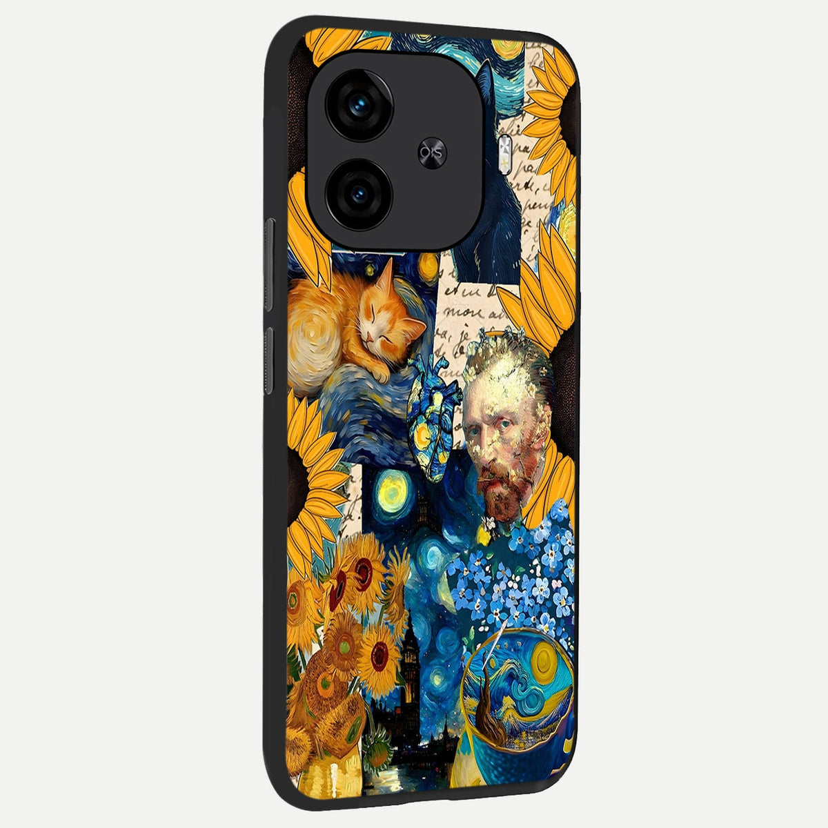 Sunflower Chic Mood Custom Name back cover for iQOO Z9 Turbo slim fit glass case with vibrant aesthetic design