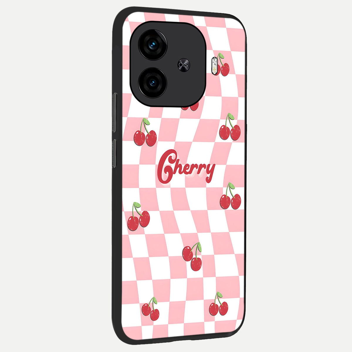 Sweet Cherry Vibes back cover for iQOO Z9 Turbo slim fit glass case with vibrant aesthetic design