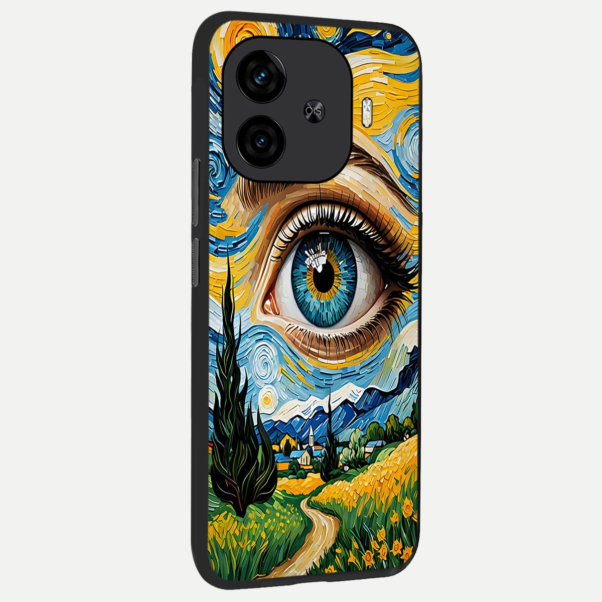 Van Gogh Eye back cover for iQOO Z9 Turbo slim fit glass case with vibrant aesthetic design