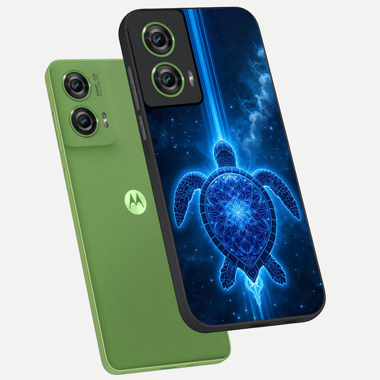 Blue Galaxy Turtle phone case For Moto Edge 50 Fusion showing premium glass back cover with detailed artwork