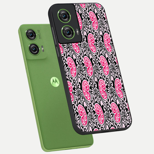 Crimson Paisley Charm phone case For Moto Edge 50 Fusion showing premium glass back cover with detailed artwork