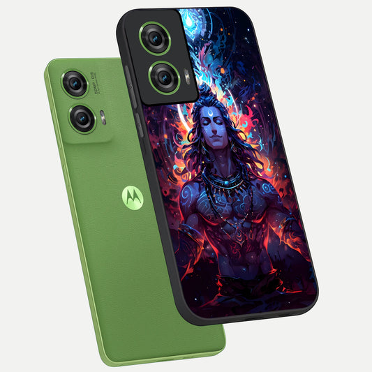 Divine Fire Shiv phone case For Moto Edge 50 Fusion showing premium glass back cover with detailed artwork