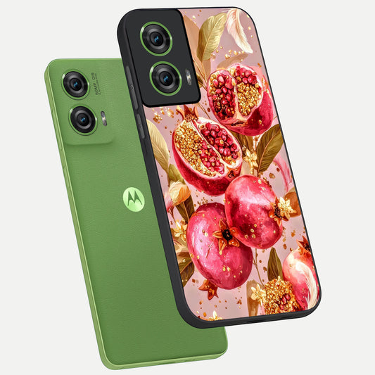 Golden Bloom Glow phone case For Moto Edge 50 Fusion showing premium glass back cover with detailed artwork