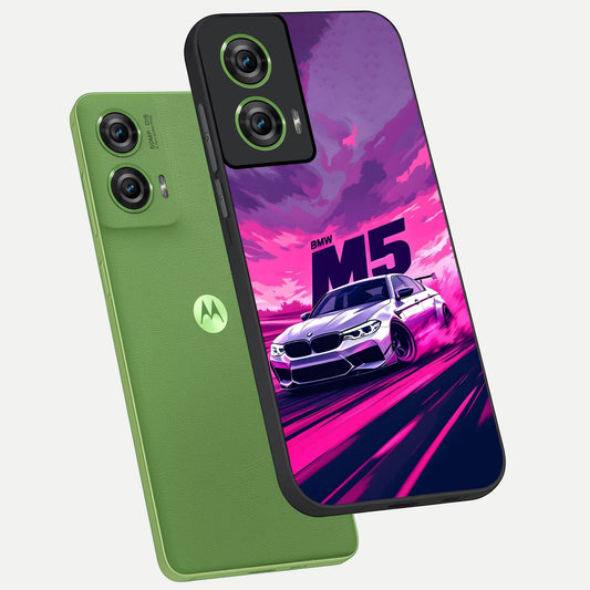 MS Neon Car phone case For Moto Edge 50 Fusion showing premium glass back cover with detailed artwork