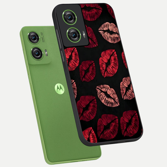 Midnight Kiss Love phone case For Moto Edge 50 Fusion showing premium glass back cover with detailed artwork