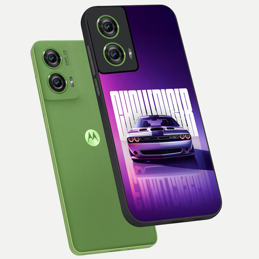 Midnight Muscle Ride phone case For Moto Edge 50 Fusion showing premium glass back cover with detailed artwork