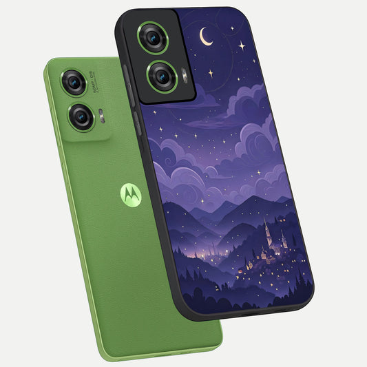 Minimal Night View phone case For Moto Edge 50 Fusion showing premium glass back cover with detailed artwork