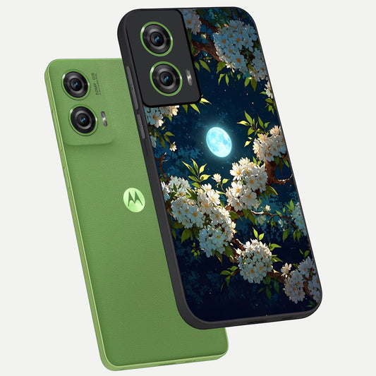 Moonlit Blossom Dream phone case For Moto Edge 50 Fusion showing premium glass back cover with detailed artwork