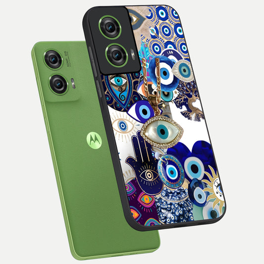 Mystic Charm Eye phone case For Moto Edge 50 Fusion showing premium glass back cover with detailed artwork