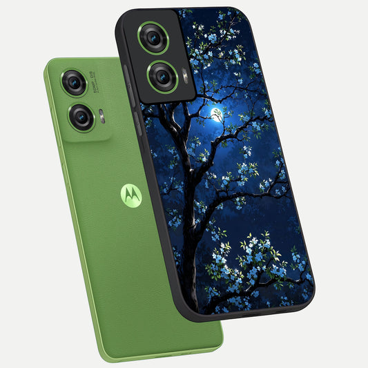 Mystic Floral Night phone case For Moto Edge 50 Fusion showing premium glass back cover with detailed artwork
