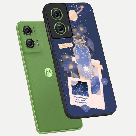 Starlit Cosmic Jar phone case For Moto Edge 50 Fusion showing premium glass back cover with detailed artwork