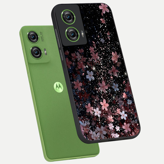 Starlit Flower Dreams phone case For Moto Edge 50 Fusion showing premium glass back cover with detailed artwork
