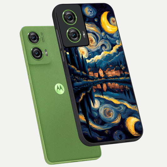 Starry Sky Serenity phone case For Moto Edge 50 Fusion showing premium glass back cover with detailed artwork