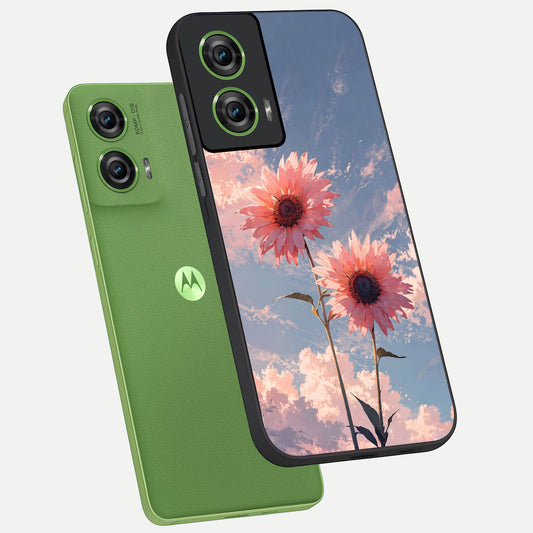 Sun Moon Balance phone case For Moto Edge 50 Fusion showing premium glass back cover with detailed artwork