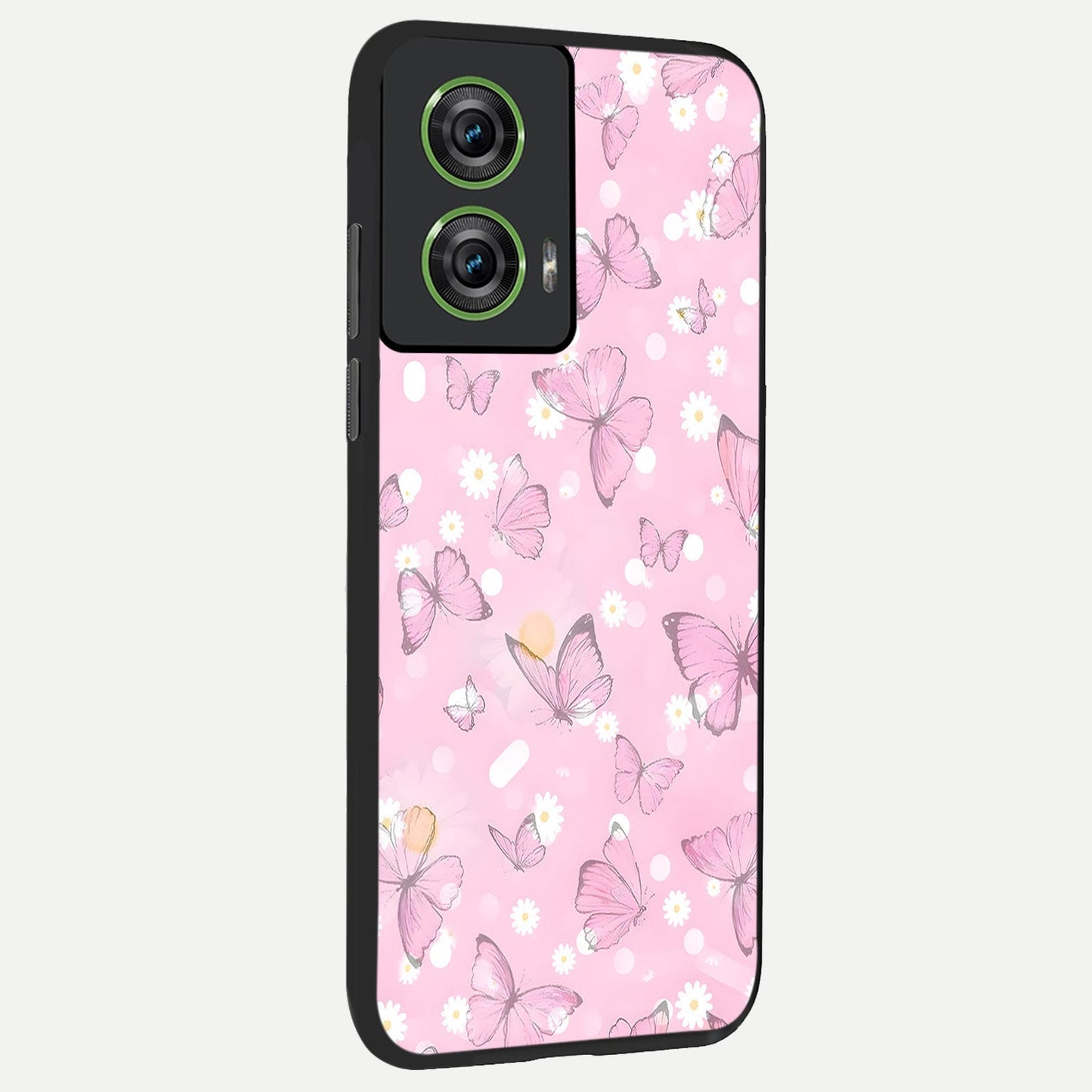 Blush Butterfly Garden back cover For Moto Edge 50 Fusion slim fit glass case with vibrant aesthetic design